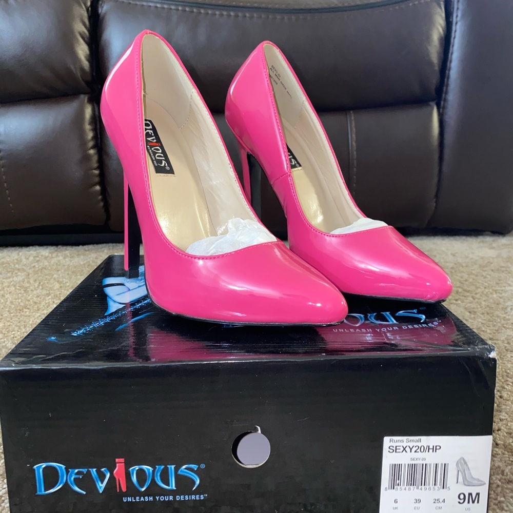 Pink patent leather heels